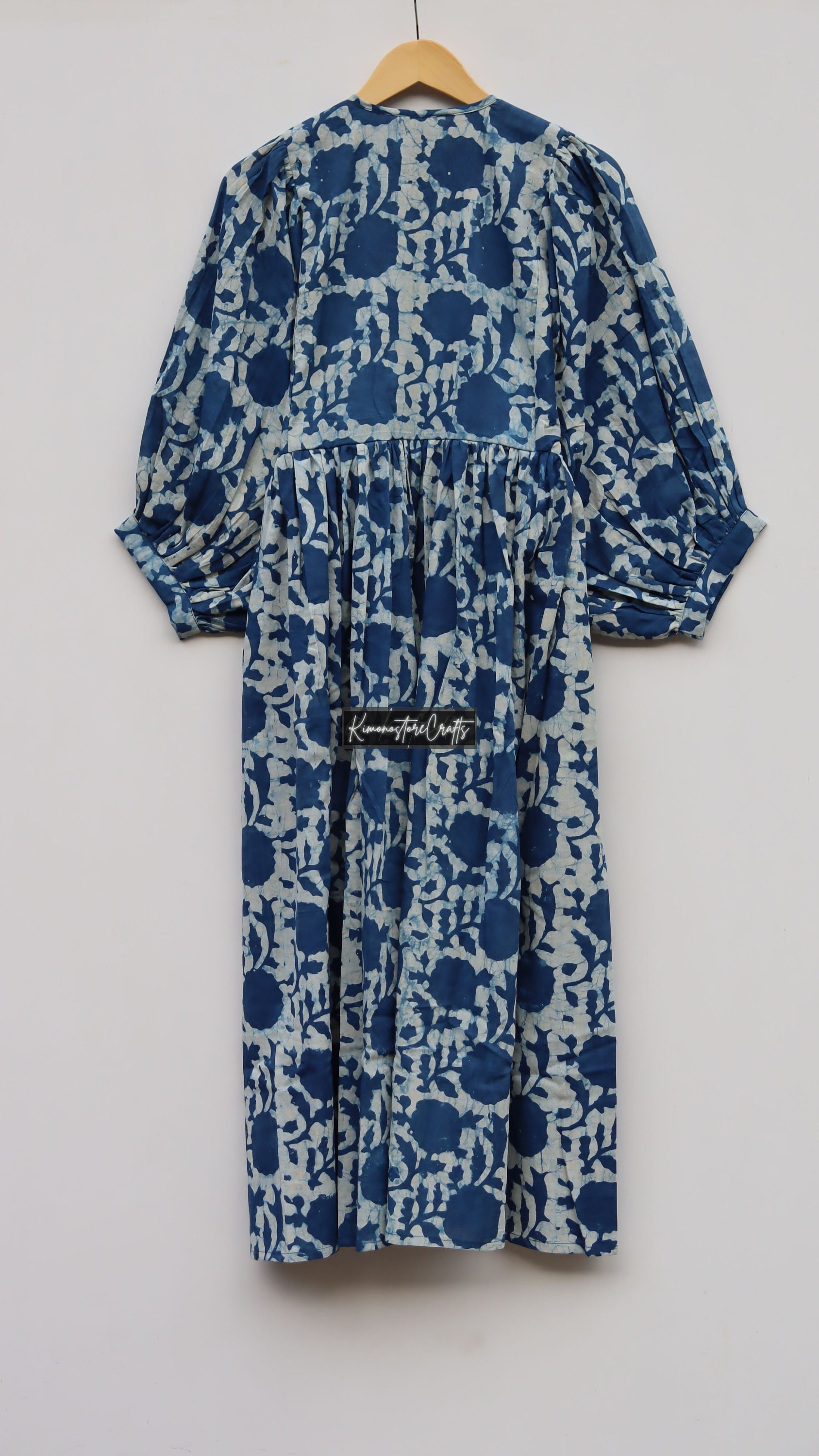 Indigo Floral Printed Shoulder Strip Long Dress main image 0
