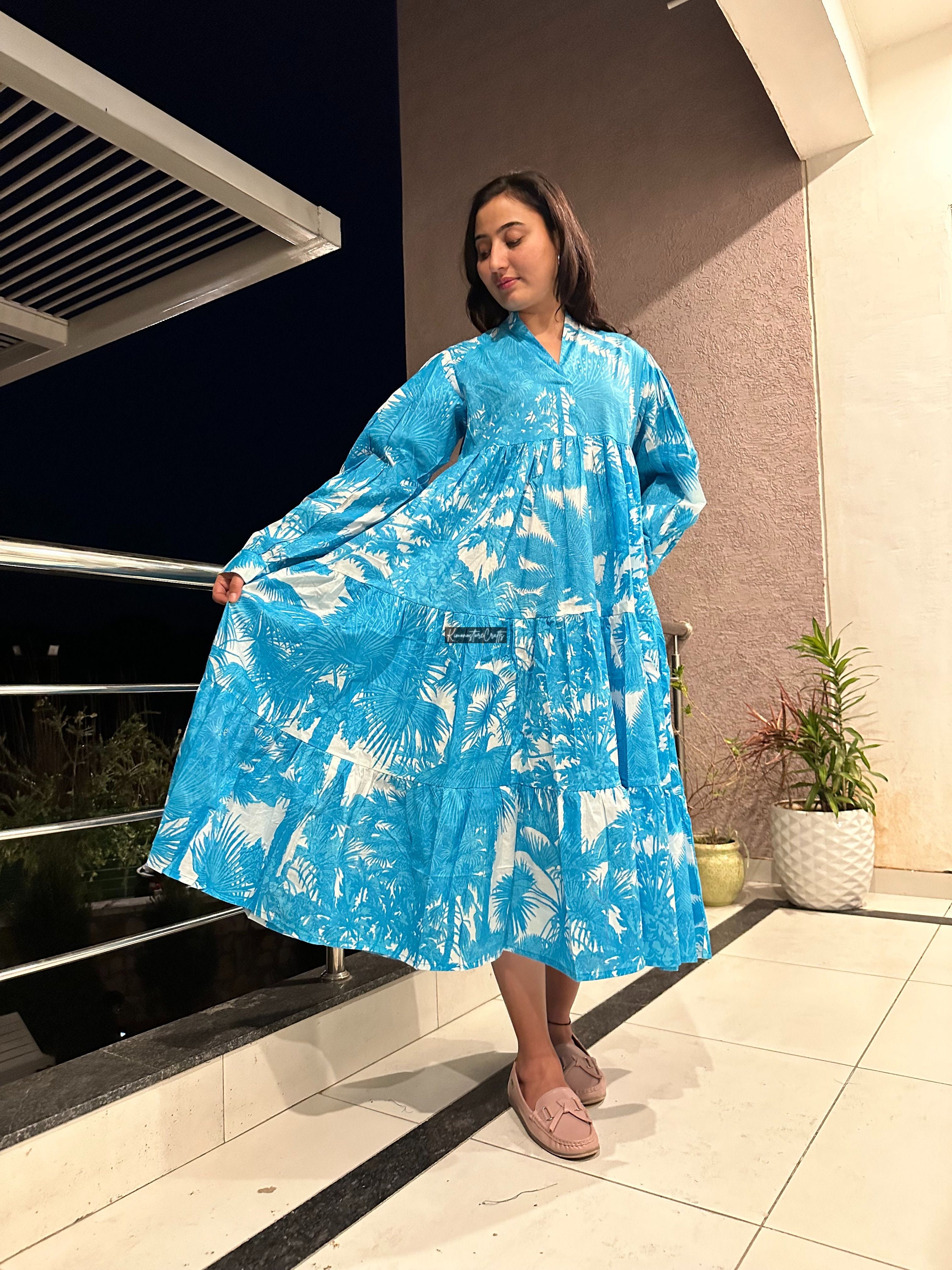 Midi Dress Mini Dress floral Long Print Block Print Dress Etsy