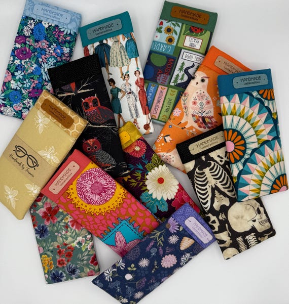 Handmade Padded Fabric Glasses Case: Cotton Eyeglasses Sleeve