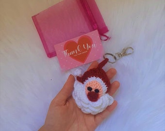 Knit Santa Claus Keychain, Santa Claus Keychain, Santa Claus Keyring, Christmas Keychain, Gift for Christmas, Gift Ideas for Christmas