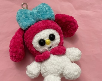 Crochet Japanese Melody Keychain, Kawaii Anime Keychain, Melody Plush Keyring, Sanrio Accessories, Kawaii Keychain, Kawaii Accessories