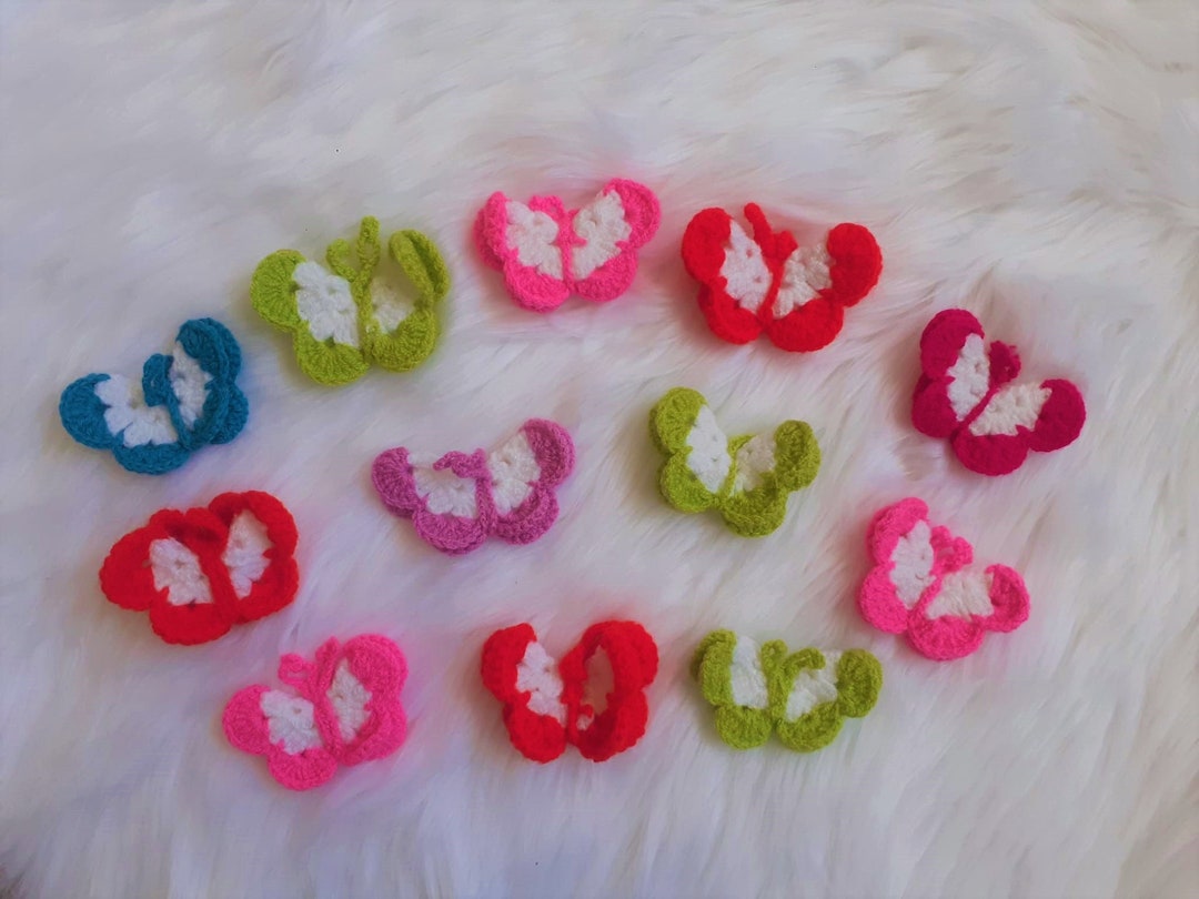 Knit Butterfly Applique Crochet Butterflies 12 Pieces Etsy