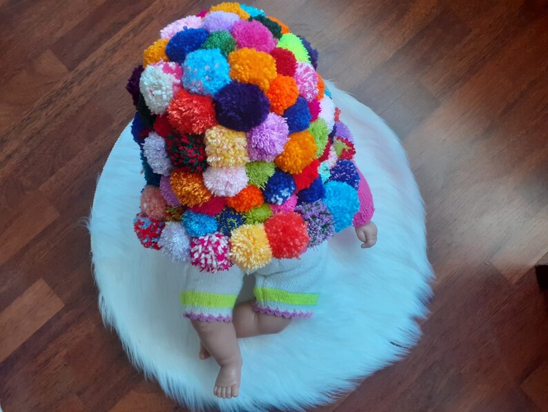 Knit Cute Colorful PomPom Hat, Rainbow Hat, Handknit Unique Hat, Winter Hat, Hat For Women, Gift for Her, Kawaii Hat, Gift for Halloween zdjęcie 6