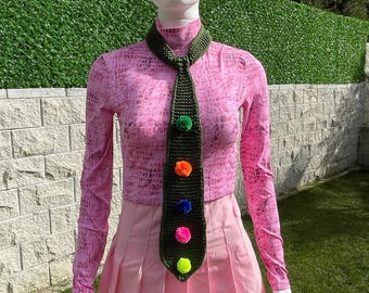 Pompom Clown Tie, Costume Tie, Colorful Tie, Clown Accessory, Circus Themed Tie, Funny Gift, Celebration Tie