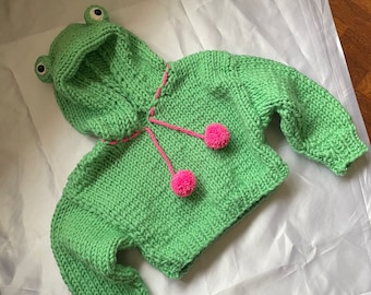 Knit Cute Green Frog Sweater Hoodie, Anime Kawaii Froggy Cardigan, Mint Green Hoodie, Sanrio Keroppi Hoodie, Frog Clothing, Froggy Cardigan