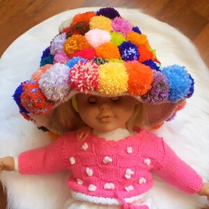 Knit Cute Colorful PomPom Hat, Rainbow Hat, Handknit Unique Hat, Winter Hat, Hat For Women, Gift for Her, Kawaii Hat, Gift for Halloween zdjęcie 2