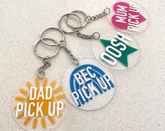 School Pick Up Tag, Keychain, Reminder Tag, Bag Tag, Keychain Personalised, Back To School, Backpack Tag, Transport Tag, Keyring
