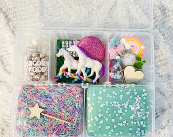 Unicorn Sensory Kit Personalised, Birthday Gift Kid, Personalised, Sensory Box, Imaginative Small World Play, Play Kit, Portable +