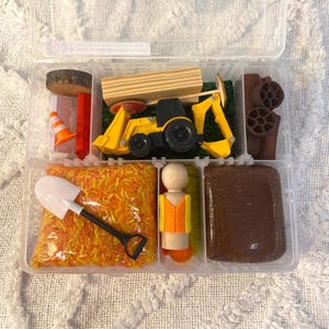 Construction Sensory Kit Personalised, Sensory Box, Pretend Play Kit, Gift Girl Boy, Birthday Gift Child, Digger, Truck, Portable +