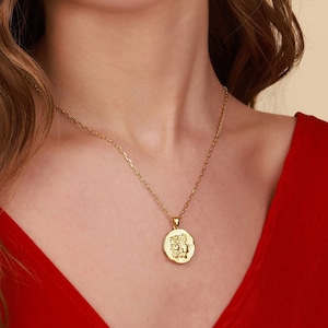 Janus necklace for everyday use, God of beginnings in Roman Mythology coin necklace in gold or silver, Fantasy necklace
