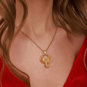 Phoenix necklace for girlfriend gift, Mythology jewelry for women, Fire bird necklace for birthday gift, Dainty necklace