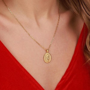 Virgin Mary Prayer christian necklace for family gift, Mother Mary necklace for baptism gift, Charm necklace for mom