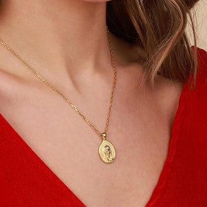 Blessed Virgin Mary necklace for confirmation gift, Mother Mary necklace for Christian gift, Protection charm necklace