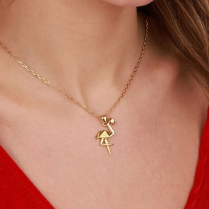 Flamingo necklace for mom&#39;s birthday gift, Tropical necklace for girlfriend&#39;s gift, Dainty bird necklace, Boho necklace
