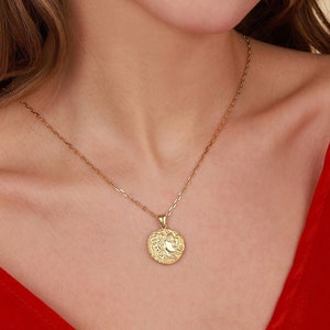 Celtic coin necklace for birthday gift, Fantasy necklace for girlfriend gift, Ancient necklace for mom, Charm necklace