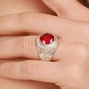 Fleur de Lis Gemstone Ring, Sterling Silver, Medieval French Gift