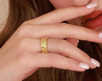 Sterling Silver Flower Ring: Dainty Gold Vermeil Nature Jewelry