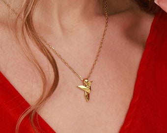 Sterling Silver Hummingbird Necklace, Gold Vermeil Dainty Bird Charm