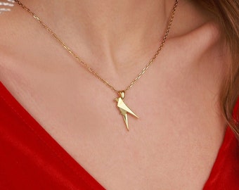 Sterling Silver Parrot Pendant Necklace, Bird Lover Gift