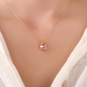 Ovaal geslepen morganietketting voor Valentijnsdagcadeau, sierlijke ketting van 14 kt goud, edelsteenketting voor vriendin cadeau