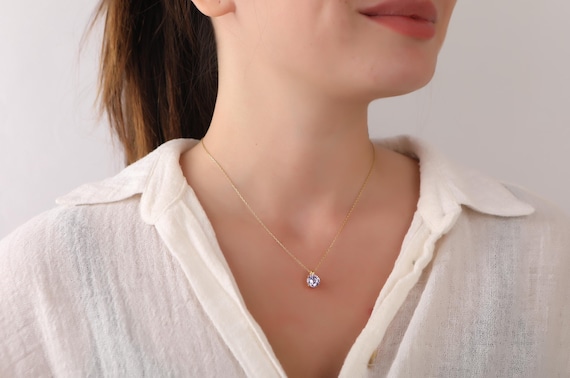 Alexandrite Solitaire Necklace, Sterling Silver, June Birthstone