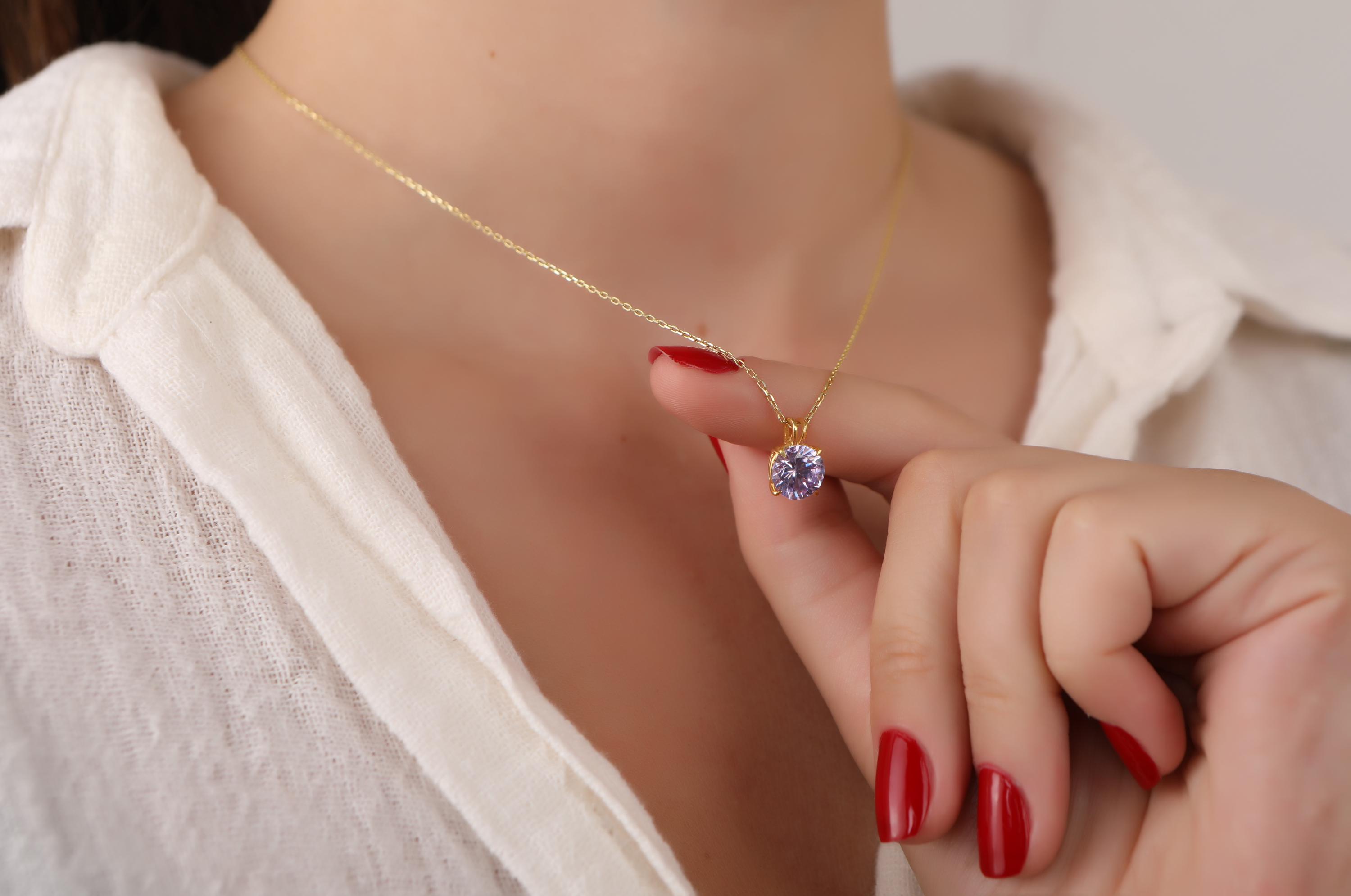1.63ct Lab-Created Alexandrite With 925 Sterling Silver Necklace