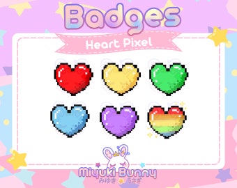 Pixel Heart Twitch Badges, Love Emotes (Digital Download