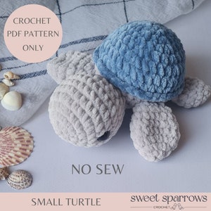 No Sew Small Turtle Crochet Pattern, Amigurumi, Turtle Crochet Plushie Stuffed Animal, Handmade Toy, Instant PDF Digital Download, English
