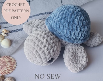 No Sew Turtle Crochet Pattern, Amigurumi Plushie (PDF Digital Download)
