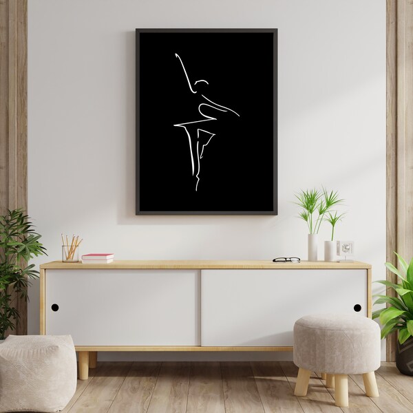 Ballerina Line Art • Minimalist Digital Print • Line Drawing • 5 JPGs in 5 Sizes • Custom Gift
