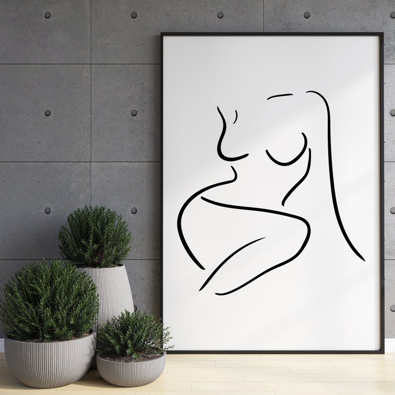 Female Body Line Art Minimalist Digital Print Line Drawing Etsy