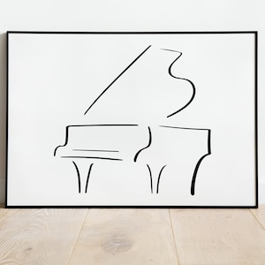 Piano - Piano Line Art • Minimalist Digital Print • Line Drawing • 5 JPGs in 5 Sizes • Custom Gift
