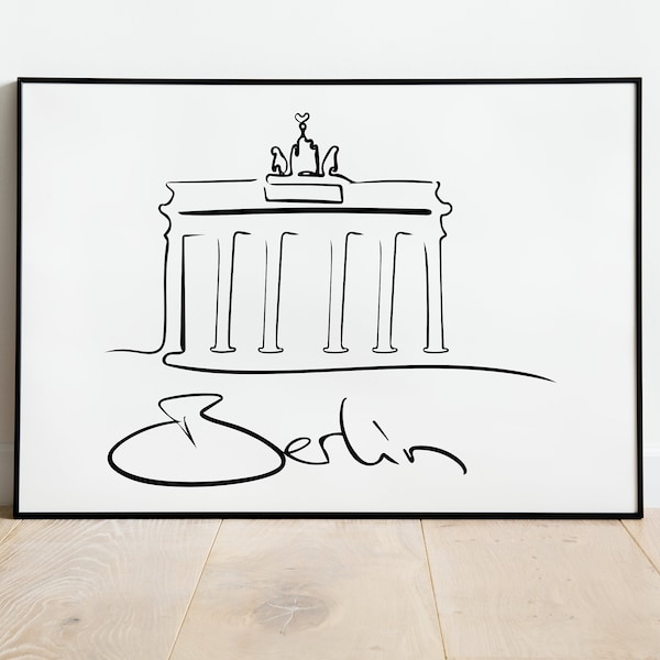 Berlín - Brandenburg Gate Line Art • Impresión digital minimalista • Dibujo lineal • 5 JPG en 5 tamaños • Regalo individual