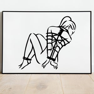 Bondage Line Art • Minimalist Digital Print • Line Drawing • 5 JPGs in 5 Sizes • Personalized Gift