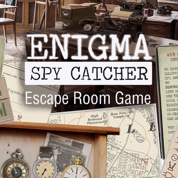 Escape Room Game. Enigma Spy Catcher Printable Game for Adults and Teens | DIY Logic Puzzle Party Game | Print at home Escape Room Kit