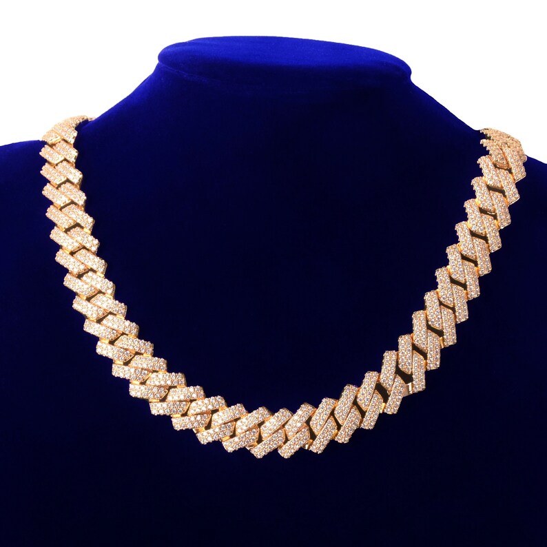 14mm Cuban Link Prong Setting Iced Out Chain 2 Row Setting Hip Etsy