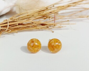 8 mm oranje Stud Oorbellen, natuurlijke sieraden met stenen, minerale sieraden, handgemaakte sieraden voor vrouwen, sieraden cadeau voor haar