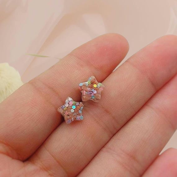 small stud earrings star stud earrings silver epoxy resin jewelry  natural stone earrings stud earrings girls Christmas gift