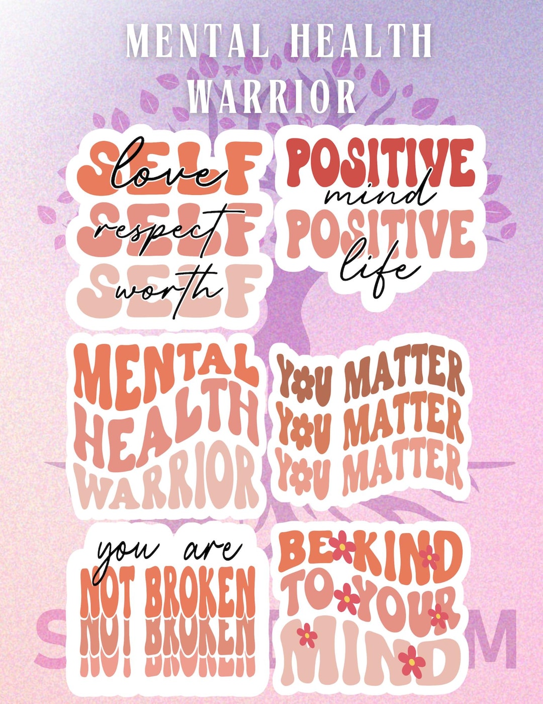 Mental Health Warrior Stickers | Self-love & Positive Affirmation ...