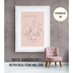 Custom Mommy Angel Baby Digital Art. Pregnancy Loss, Infant Loss, Miscarriage. A beautiful personalised Gift for Parents, Family and Friends