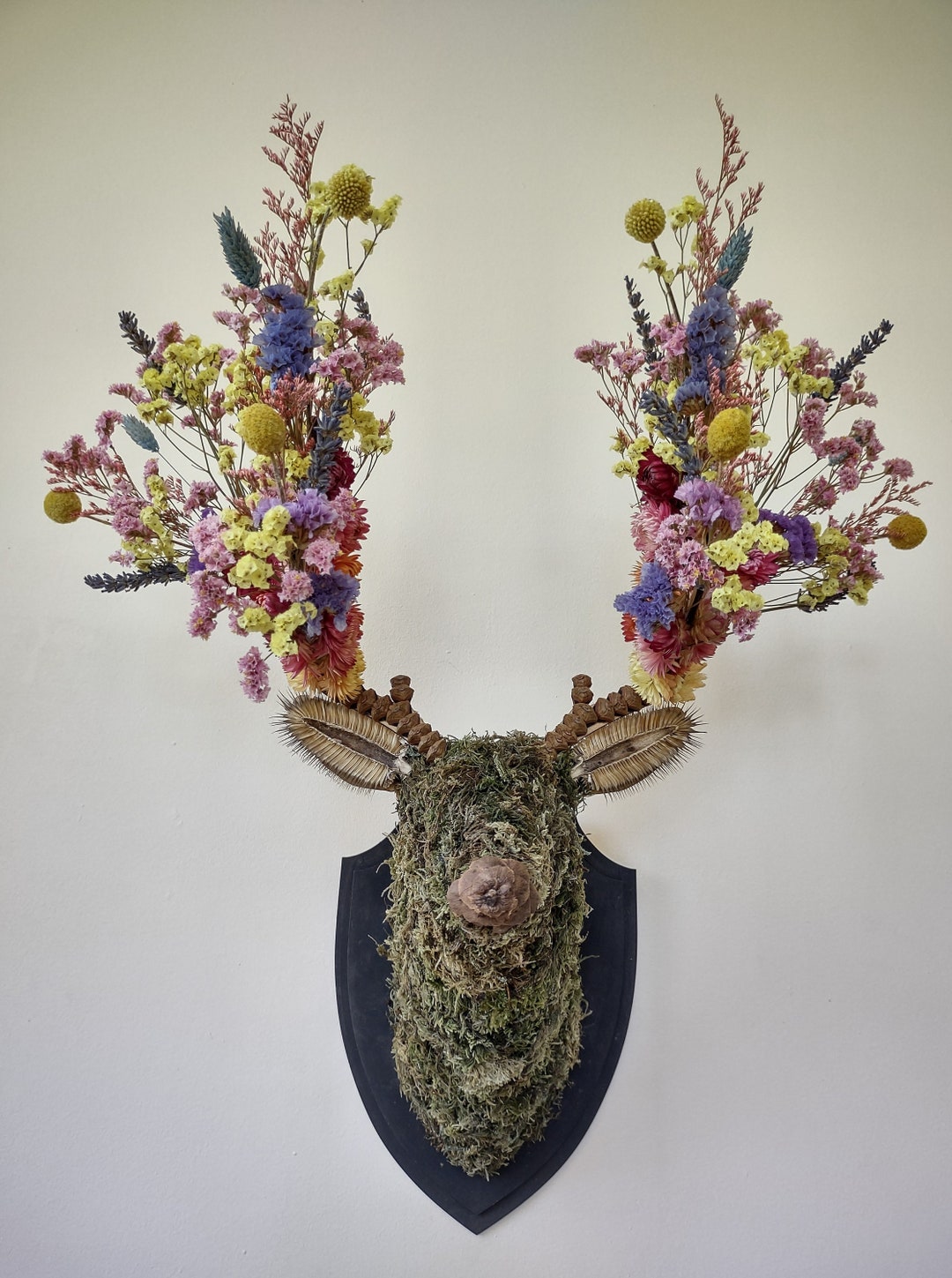 Flowery Taxidermy Stag Head Wall Mounted Colourful Handmade - Etsy