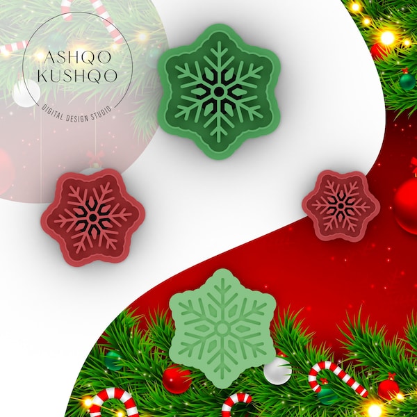 Christmas Snowflake Clay Cutter STL |  Christmas Shape Polymer Clay Jewellery Cutter | Cookie Biscuit Cutter | Digital STL File | 5 Sizes