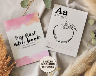 ABC Book Baby Shower Activity, Personalized Alphabet Coloring Book Baby Shower Activity Keepsake, Virtual Baby Shower, PDF Download