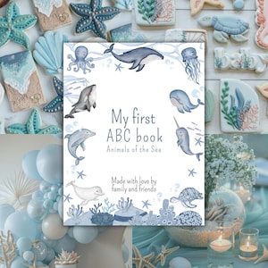 Babys first abc book baby shower game baby alphabet book baby shower activity party game Sea Animal themed book ABC under the sea theme