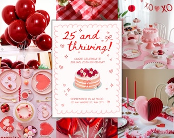 25 und blühend - 25. Geburtstag einladen 25 Geburtstagsparty digitale Einladung 25