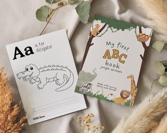 Baby ABC Coloring Sheets Baby Shower Activity First Alphabet Baby Shower Game Editable Coloring Book Baby Shower ABC Coloring Animal
