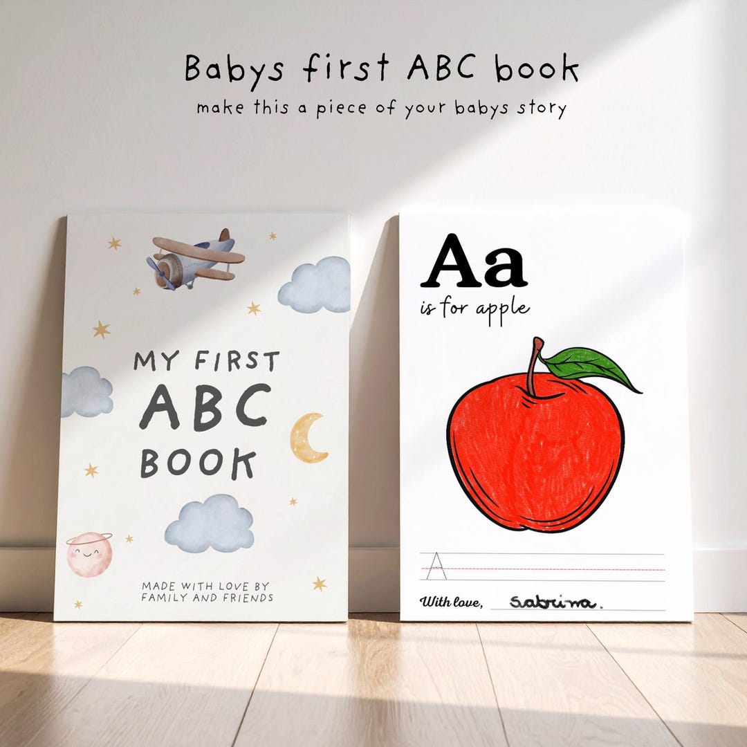 Babys First Abc Book Baby Shower Game Baby Alphabet Book Baby Shower ...