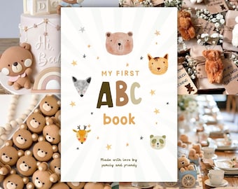 Babys first abc book baby shower favors baby alphabet book baby shower activity party game animals themed book ABC Cute Animals Bear Panda
