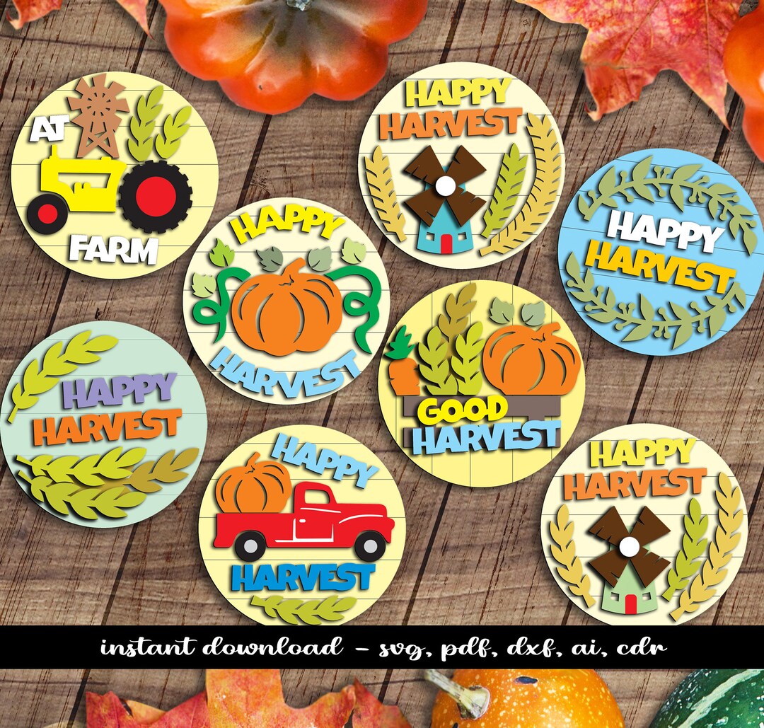 7 Farm Autumn Interchangeable Inserts SVG Bundle Tractor Truck Digital ...