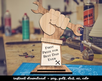 8 Father's Day Prize Hand Statuettes Layered Decoration Laser Digital Download Gift Present Bestseller